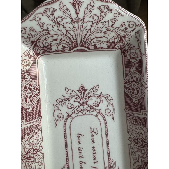 Spode Archive Collection Love Tray England Cranberry 9” Mints/Trinkets Porcelain - Picture 5 of 6